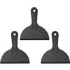 SENRISE Set di 3 raschietti per stucco, 15,2 cm, in plastica flessibile, strumento per riempire, raschietti fai da te per rattoppare, decalcomanie, carta da parati, pittura auto (nero)