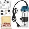 Generisch Fresa per bordi con una sola mano, fresa superiore, 800 W, 40000 giri/min, utensile elettrico con regolazione a 6 marce, set di frese da 15 pezzi (1/4) e guida di guida, fresatrice per legno per