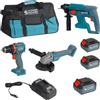 K&S Könner&Söhnen KS RHAGD Set 3 Plus Set 3 in 1: trapano, smerigliatrice angolare e trapano a percussione. Con 2 batterie agli ioni di litio da 4,0 Ah, caricabatterie veloce 4,5 A + batteria (KS 20V4