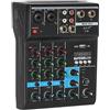 Barabesty Professionale 4 Canali Bluetooth Mixer Audio Mixing DJ Console Effetto Riverbero Karaoke USB Live Stage KTV