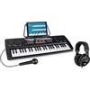 McGrey BK-4910BK Set Keyboard per principianti - 49 tasti, 16 suoni, 10 ritmi, 8 suoni percussivi e 6 demo - incl. microfono, leggio e cuffie - nero