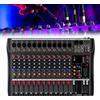 Taozhiyy Mixer a 12 canali, mixer live Micfuns amplificatore, mixer 12 canali, controller DJ con ingresso USB Bluetooth, effetti digitali | alimentazione phantom da 48 V per studio di registrazione DJ Stage
