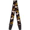 buckle-down tracolla per chitarra 34-60 Maneki Neko Lucky Cats Gold/Black/White