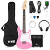 MAX GigKit Junior Chitarra Elettrica Set per Principianti - Rosa 3/4 Dimensione, Kit Chitarra Elettrica per Bambini 8-13 Anni, 21 Tasti, Amplificatore 20W, Accordatore, Custodia, Plettri e Accessori
