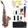ERYUE Sassofono soprano,Rosso antico sassofono soprano chiave in Sib Strumento a fiato in ottone Materiale con custodia per il trasporto Supporto per sax Reed Guanti per pulizia Spazzola per stoffa Ci