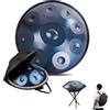 Generic Handpan Professionale in Acciaio 22 - Strumento Musicale A Percussione con Scala Re Minore 9/10/12 Toni - Tamburo A Mano 432Hz 440Hz - Perfetto per Musicisti Yoga Rilassamento(Blue,440HZ/9Note)