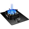 LWZQRVCT Cucina A Gas 1 Bruciatore, Gas Naturale-energia Iniezione Diretta Fuoco Feroce, Portapentole In Ghisa Di Vetro Nero, Cucina Domestica Con Protezione Anti-spegnimento