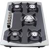 Kaibrite Piano Cottura a Gas 5 Fuochi - Fornello in Vetro Temperato e Vetroceramica Con Bruciatore in Alluminio - Da Incasso per Gas Naturale o Propano, Nero