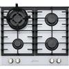 Kaiser KCG 6380 W Turbo + tubo in vetroceramica da incasso, 4 bruciatori di alta qualità, 3,8 kW bruciatore turbo con adattatore wok in ghisa