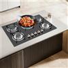 Esyogen Piano cottura a gas a 5 fiamme, vetro temperato, fornello a gas integrato, gas naturale, gas propano GPL NG, 770 x 510 mm