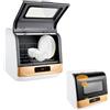 EUAIIPull Lavastoviglie da tavolo Mini lavastoviglie 800 W con 3 modalità di pulizia Lavastoviglie portatile Touch Screen indipendente per appartamenti camper (oro)