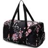 Jadyn Borsone da donna grande da 55,9 cm con tasca per scarpe, borsa da viaggio, Motivo floreale nero., Large, Weekender