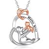 INFUSEU Collana Della Madre, Animale Ciondolo Famiglia Collana Mama Bear Argento Sterling 925 Mamma Orsa e Cucciolo Animali Gioielli di Moda Regalo per la Mamma Nonna Zia