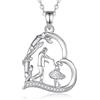 INFUSEU Collana Papà e Bambino Ciondolo a Cuore con Silhouette Gioiello di Famiglia Regalo per Papà Figura Padre e Bambino in Primo Piano