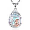 INFUSEU Collana Albero della Vita Ciondolo a Goccia con Pietra di Luna Regalo per Mamma di Due Bambini Gioiello di Famiglia Legame Speciale
