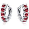 Bling Jewelry Red Wave Round Cubic Zirconia CZ Piccolo Kpop Huggie Hoop Orecchini Per Donne Per Uomini Simulato Rubino Argento Sterling