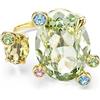 Swarovski Gema Anello Aperto a Fascia, Gioiello Versatile con Cristalli Multicolore, Taglio Misto, Montatura a Griffe a Bolle, Placcatura in Tonalità Oro, Taglia 55