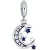 Bling Jewelry Celestial Cosmic Twinkle Stary Night Crescent Moon Star Pendenti Goccia Per Donne Adolescenti .925 Argento Adatto A Bracciale Europeo