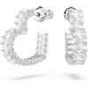 Swarovski Orecchini a cerchio Matrix, Taglio baguette, Cuore, Piccoli, Bianchi, Placcato rodio
