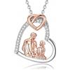 INFUSEU Collana Papà e Figlia Doppio Cuore Ciondolo a Cuore Gioiello di Famiglia Regalo per Papà Ideale per Compleanno o Festa Legame Speciale