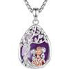 INFUSEU Collana Albero della Vita Ciondolo a Goccia con Ametista Regalo per Mamma di Due Bambini Gioiello di Famiglia Ideale per Compleanno