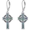 YFN Orecchini Croce Celtica Argento Sterling Orecchini Triquetra Trinità Orecchini Pendenti Conchiglia Abalone Orecchini Gioielli Regali per Donna Uomo