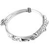 SFQEVHRZ Bracciale Rigido da Donna in Argento Sterling 925 con Fiore Etnico Vintage scolpito a Cerchio, Regolabile, Aperto, con Amuleto, Gioielli per l'Eternità, Natale