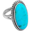 Silver Palace Anello in argento sterling 925 con gambo diviso in turchese naturale per le donne, Metallo Metallo Gemma, Turchese