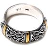 Tibetan Silver Anello a Banda Bicolore in Argento Sterling 925 e Placcato Oro fatto a Mano per Donna e Uomini, Design Moderno Contemporaneo Unico Anello di Promessa Fede Nuziale Gioielli di Moda, Misurare 11,75
