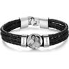 Jeweidea Bracciale Uomo Pelle Bracciale con Foto Personalizzata Bracciale con Nome Lettera Incisione Braccialetti Coppia Amicizia Regali Uomo Compleanno Natale Idee Regalo Uomo (Argento-2 nome)