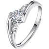 ZEZEZ Anelli di Coppia con Moissanite in Argento Sterling 925 - Fedi Nuziali Regolabili, Anelli di Fidanzamento di Colore D con Certificazione GRA, Gioielli con Diamanti Simulati, Regalo for Lui/lei(W