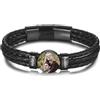 MunkiMix Bracciale in Pelle Uomo con Foto e 2-6 Nomi Personalizzati, Intagliate Perline e Foto, Fibbia con Estensione Regolabile, Regalo per Marito Fidanzato B1
