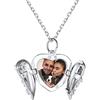 PROSILVER Collane con Foto Dentro Cuore Ali di Angelo Argento 925 Collane Personalizzate con Foto Collane Portafoto con Confezione Regalo