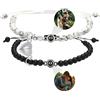 Smallduuck Bracciale personalizzato con foto a cerchio Coppia di magneti Bracciale con proiezione di immagini Ti amo Bracciale 100 lingue Gioielli fotografici per compleanno San Valentino Natale,Stile 1