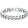 LUCKY2+7 - Bracciale da uomo in acciaio inox con maglia di estensione e fibbia magnetica, colore nero argento, 20.50 cm, Acciaio inossidabile