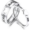 Bestyle Fedine Fidanzamento Coppia, Argento Anello Cuore Personalizzato con Incisione, 12-31 Misura Anelli Coppia Fidanzati, Gioielli per Coppia Nuziali