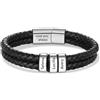 kaululu Braccialetto in Pelle Personalizzato da Uomo con Nomi Incisi Braccialetto con Perline Nero Marrone per Uomo Papà Nonno Fidanzato Regali Festa del Papà Natale (Argento-3)