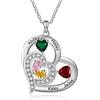 Lam Hub Fong Collana Cuore Personalizzato con Ciondolo D'argento Incisione 1-6 Nomi Simulated Birthstone Collana Madre Figlia Signore Gioielli Regalo per la Festa Della Mamma San Valentino (4 Nomi)