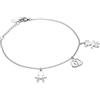 amorili Bracciale Nascita Bimbo Bimba Donna in Acciaio Inox con Ciondoli Piedini e Strass | Braccialetto Elegante Regolabile | Gioiello Mamma Neonata Idea Regalo Baby Shower Battesimo bcc1569