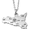 amorili Collana Sicilia Uomo Donna - Ciondolo Italia Sicilia in Acciaio Inossidabile - Gioielli Unisex Regalo Elegante Made in Italy cll2176