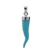 gioiellitaly Ciondolo Cornetto portafortuna in pasta di Turchese argento 925 lunghezza 3 cm circa pendente amuleto turchese 4 fiori qualità altissima gioiello artigianale uomo donna unisex