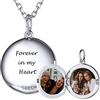 SILVERCUTE Collana con Foto Personalizzata Argento 925 Collana Donna Portafoto Rotondo Ciondolo con 2 Foto Personalizzata+ Incisione con Confezione Regalo per Donna Mamma Amica