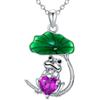 LONAGO Collana con Rana da Donna 925 Sterline Argento Carino Rana con Pietra Portafortuna Pendente Collana (Febbraio)