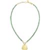 Breil, Collezione Private Code, Collana Donna in Avventurina, con 2 Piastrine Personalizzabili con Incisione in Acciaio Specchiato IP Gold e Chiusura a Moschettone, Lunghezza Regolabile 40-46cm, Verde