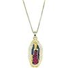 Cavaliere Gioielli Collana Madonna di Guadalupe in Argento 925 Dorato Donna Moderna Moda Luminosa Fashion Ragazza Immagine Sacra