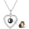 AOiViOZ Collana con Foto in Argento 925-Collana Personalizzata con Foto all'Interno, Ciondolo a Cuore con Zirconi Brillanti per Compleanni, Anniversari e San Valentino-Argento