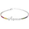 Sakrami Bracciale con Nome Tennis Personalizzato Corsivo Argento 925 Rodiato o Placcato Oro con Zirconi Bianchi Rosa Multicolor, Regalo Donna Ragazza Laurea Compleanno Comunione (Rodiato Multicolor)