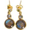 Ravishing Impressions Orecchini da donna con pietre preziose multicolore fatti a mano in argento Sterling 925, cabochon rotondo in labradorite cristallo di quarzo peridoto lunetta set orecchini pendenti leggeri gioielli
