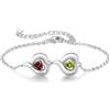Jeweidea Bracciale da Donna Personalizzato con Nome Bracciale Cuore con Incisione Pietra Portafortuna per Mamma Nonna Regalo Donna Compleanno (2 Nome)
