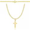 ZELYA Collana in oro con croce - catena in argento 925/585 placcata oro 14K per ragazze e ragazzi - 45 cm, collana per Comunione con croce, collana per bambini per Comunione e Battesimo, con scatola